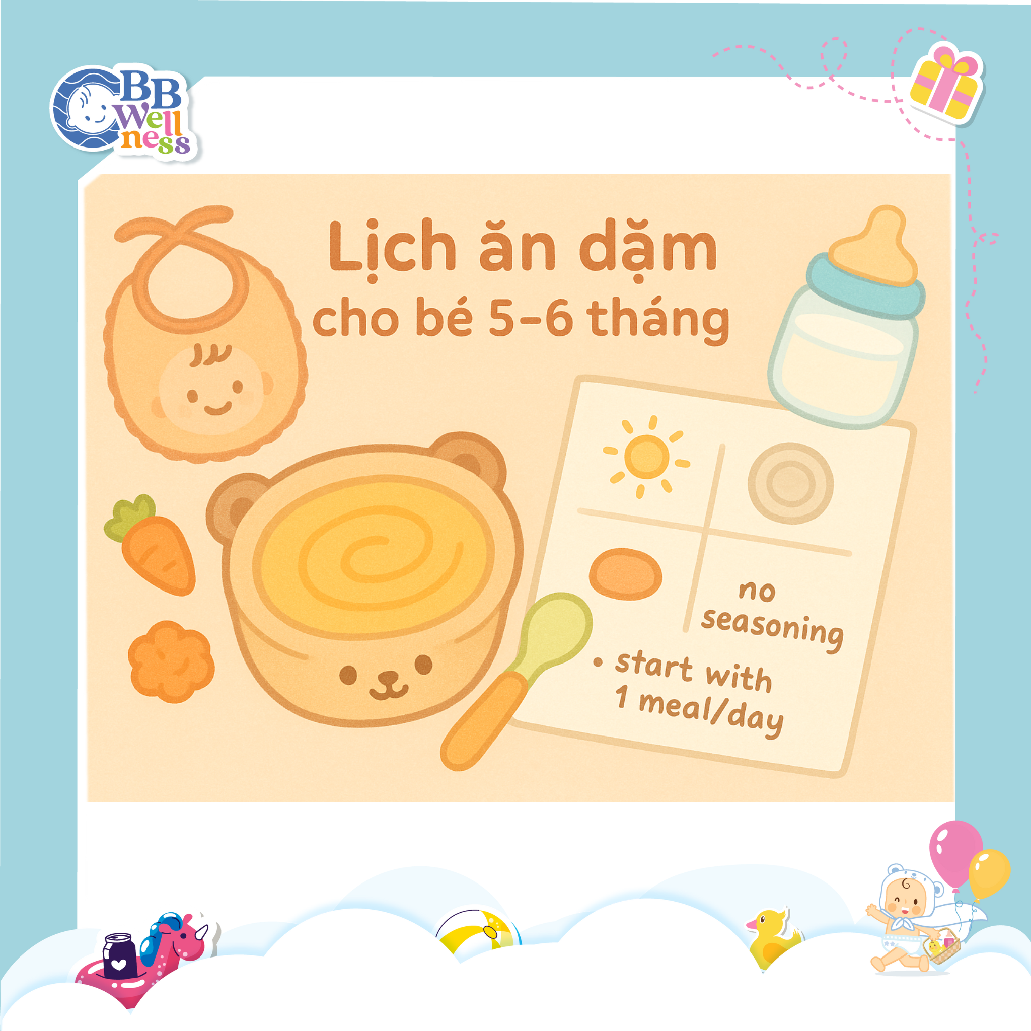 Lịch ăn dặm, bơi thủy liệu